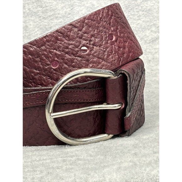 Gail Labelle Belt Vtg‎ 80s Wide Burgundy Textured Art to Wear Silver France Boho main image 8